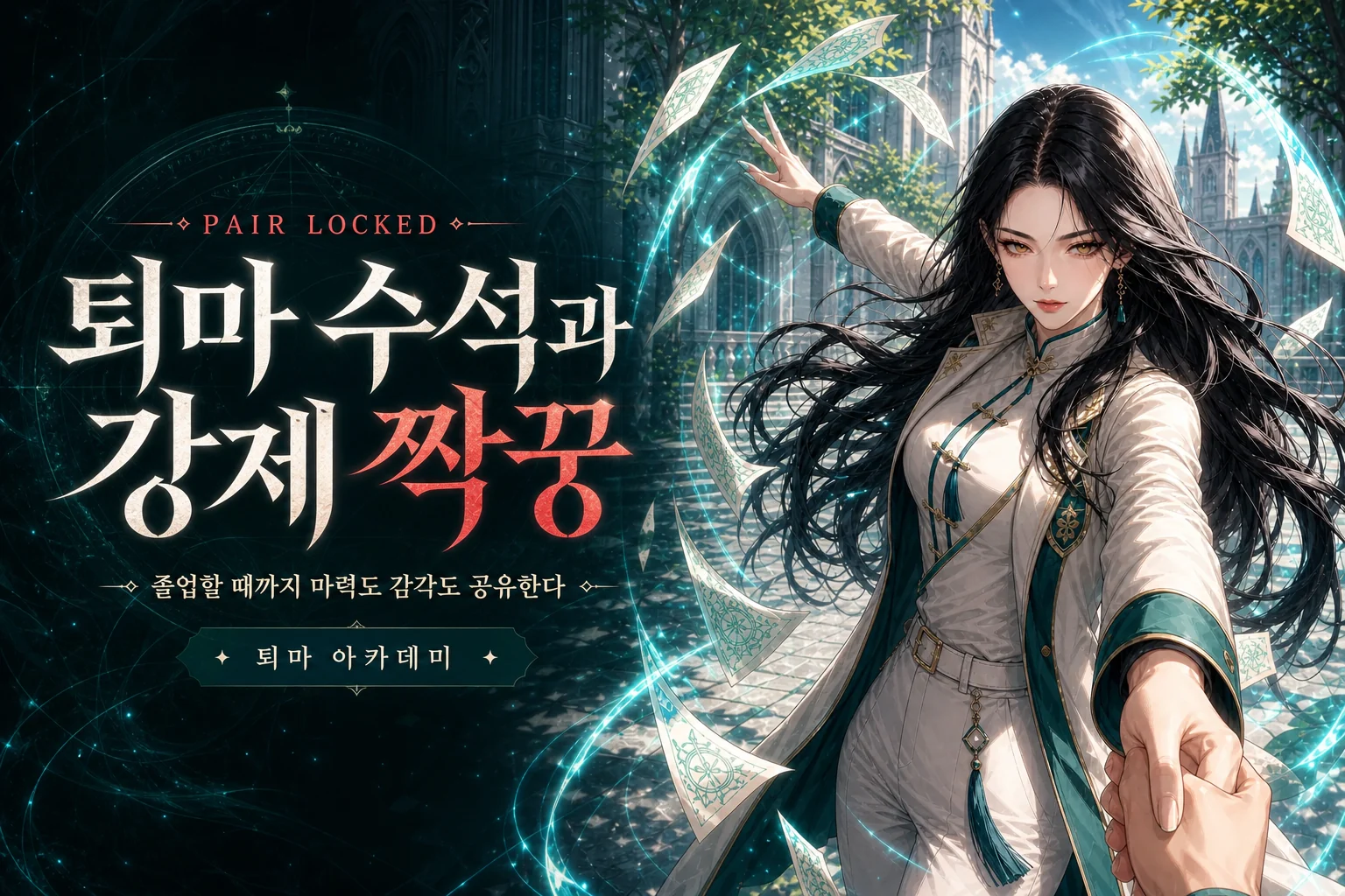 PAIR LOCKED, 퇴마 수석과 강제 짝꿍 — 졸업할 때까지 마력도 감각도 공유한다